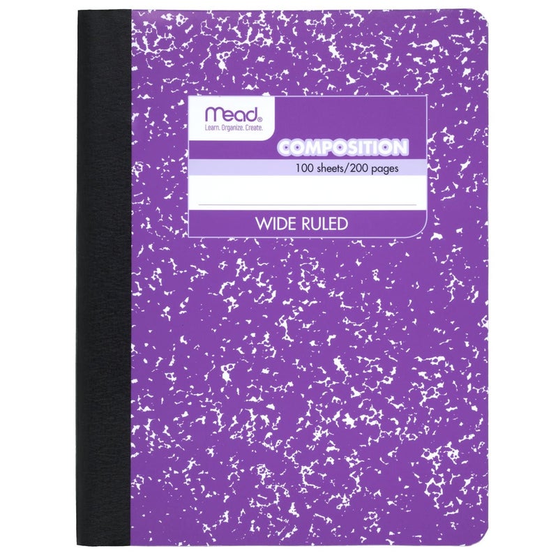 Mead Composition Notebook, Wide Ruled Paper, 7-1/2" x 9-3/4", 100 Sheets, Purple Marble (09918BA7) - Image 1